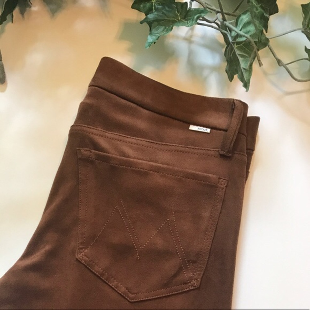 Lightly worn suede mother skinny jeans